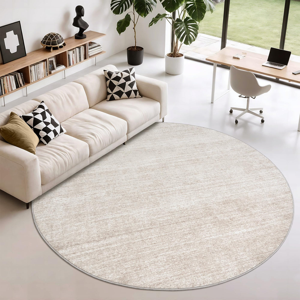 Valenrug Beige 8x10 Area Rugs for Living Room, Large Washable Rug Non Slip