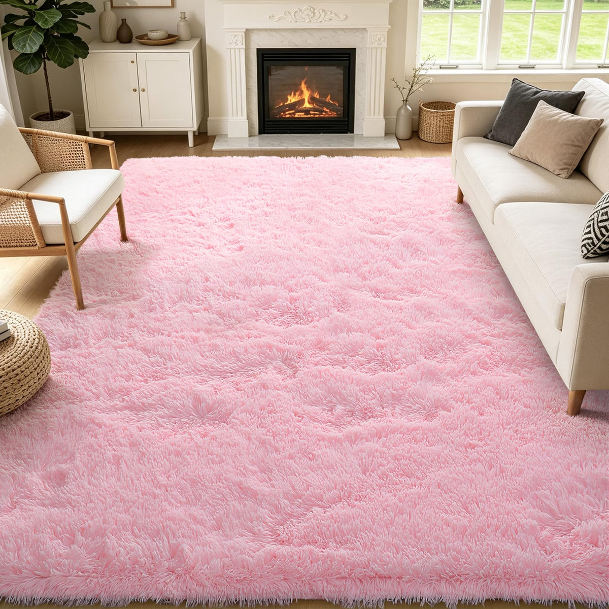 Shag Area Rugs for Bedroom Living Room,4X6 Ultra Soft Fluffy Area Rugs for Dorm,Indoor Carpet Plush Rugs for Home Decor,Tie-Dye Grey