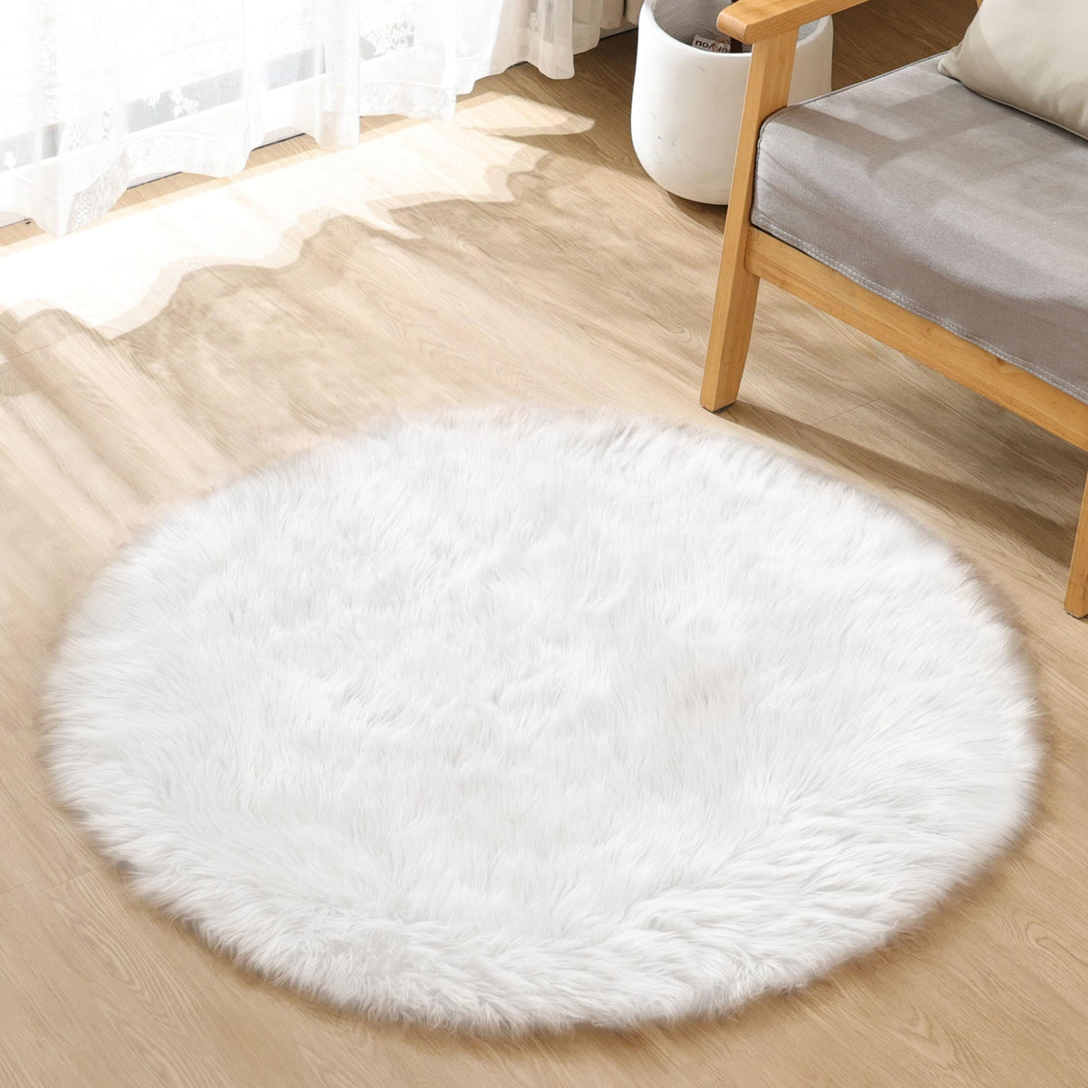 ORINOVA White Faux Sheepskin Fuzzy Fur Rugs for Bedroom Small Machine Washable Fluffy Area Rugs for Living Room 2x4 Shag Nursery Rug