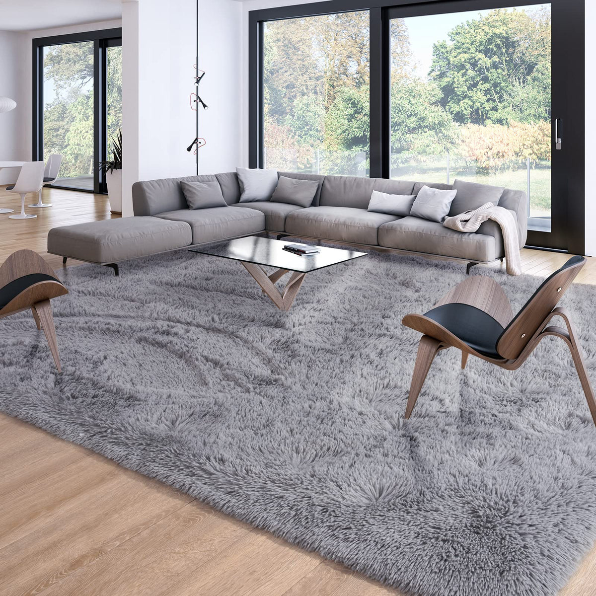 Merelax Soft Area Rug for Livingroom Bedroom, Machine Washable 4x6 Black Rugs Fluffy Shaggy Bedside Rug, Non Slip Indoor Carpet for Nursery Kids Room Home Decor Aesthetic