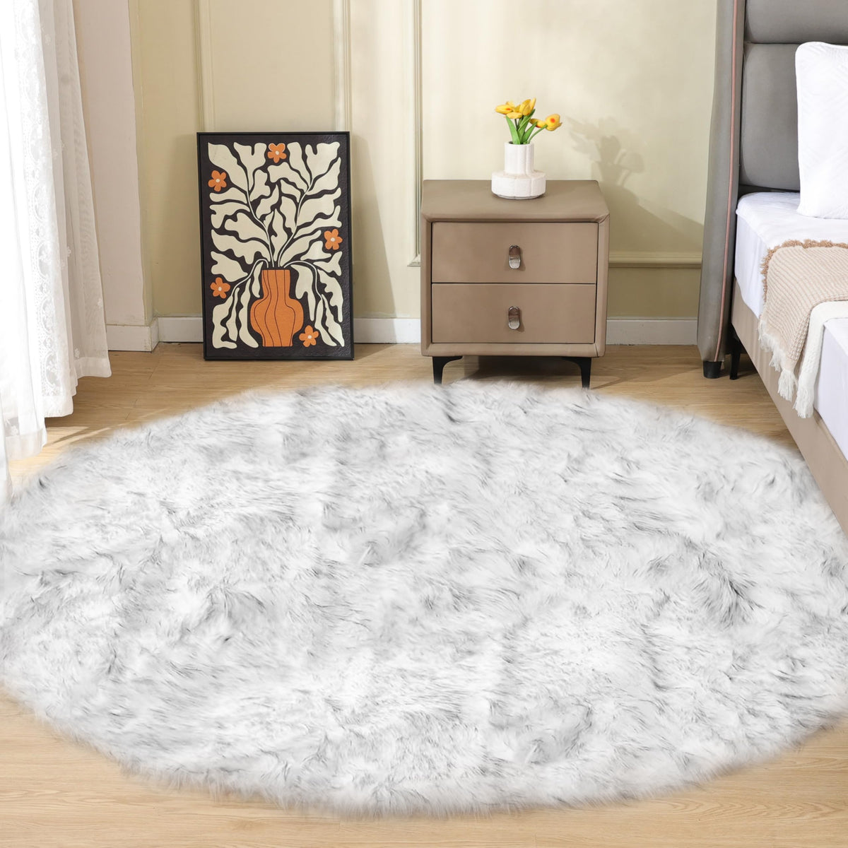 ORINOVA White Faux Sheepskin Fuzzy Fur Rugs for Bedroom Small Machine Washable Fluffy Area Rugs for Living Room 2x4 Shag Nursery Rug