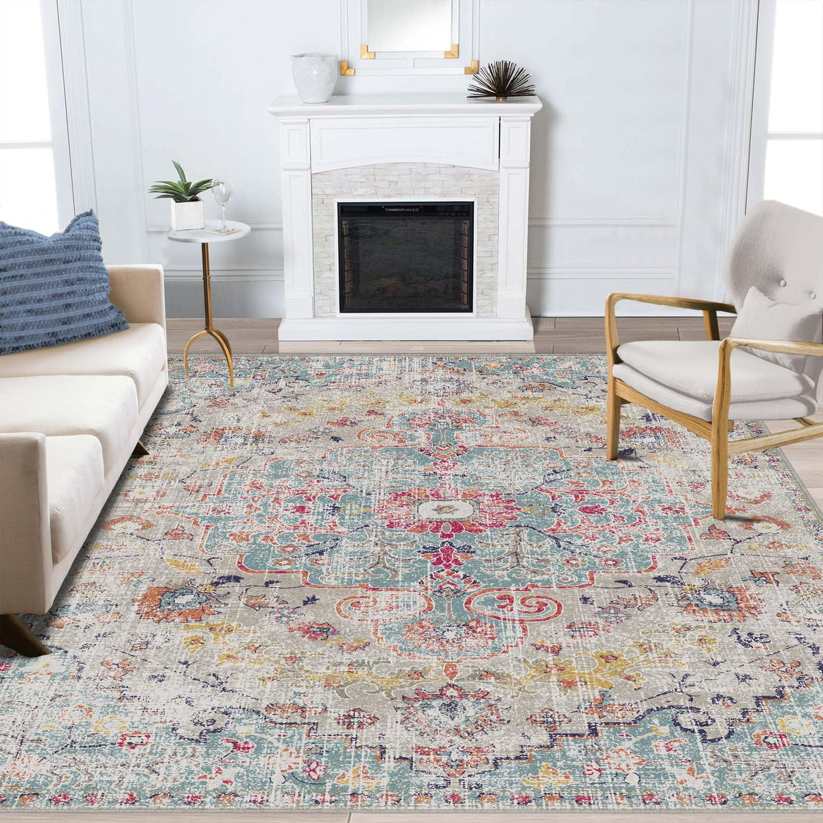2x3 Washable Rug for Kitchen & Bedroom Floor or Entryway, Soft Indoor Mat for Inside House, Small Throw Carpet Bathroom Rug, Gray Carpet
