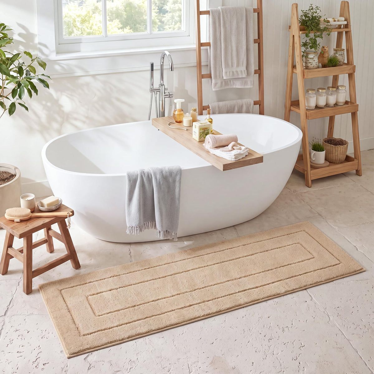 GRANNY SAYS Gray Bathroom Rug 16" x 24", Non-Slip Microfiber Bath Mat