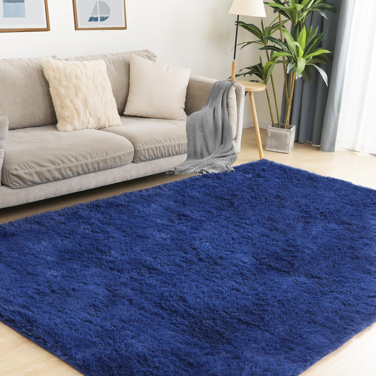 Puremy Fluffy Shag Area Rug, 4x6 Grey Rugs for Bedroom, Soft Plush Area Rugs for Living Room, Non-Slip Indoor Carpet for Nursery, Study Room, Dressing Room, Home Decor