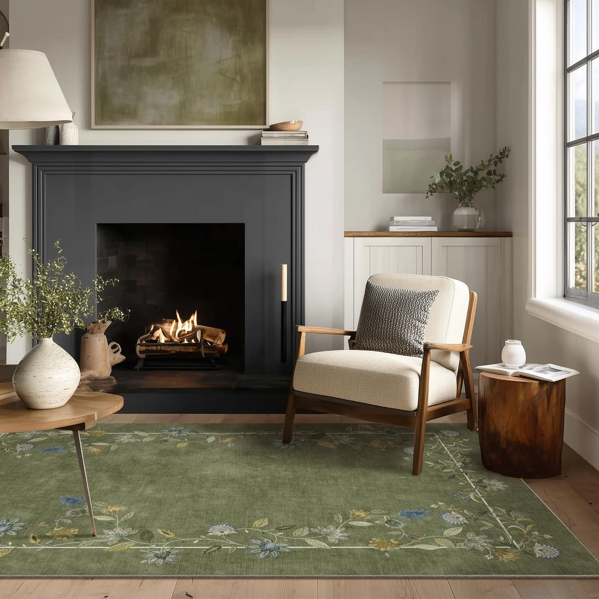 5x7 Area Rug for Living Room: Washable Bedroom Rug Non Slip Low Pile Carpet
