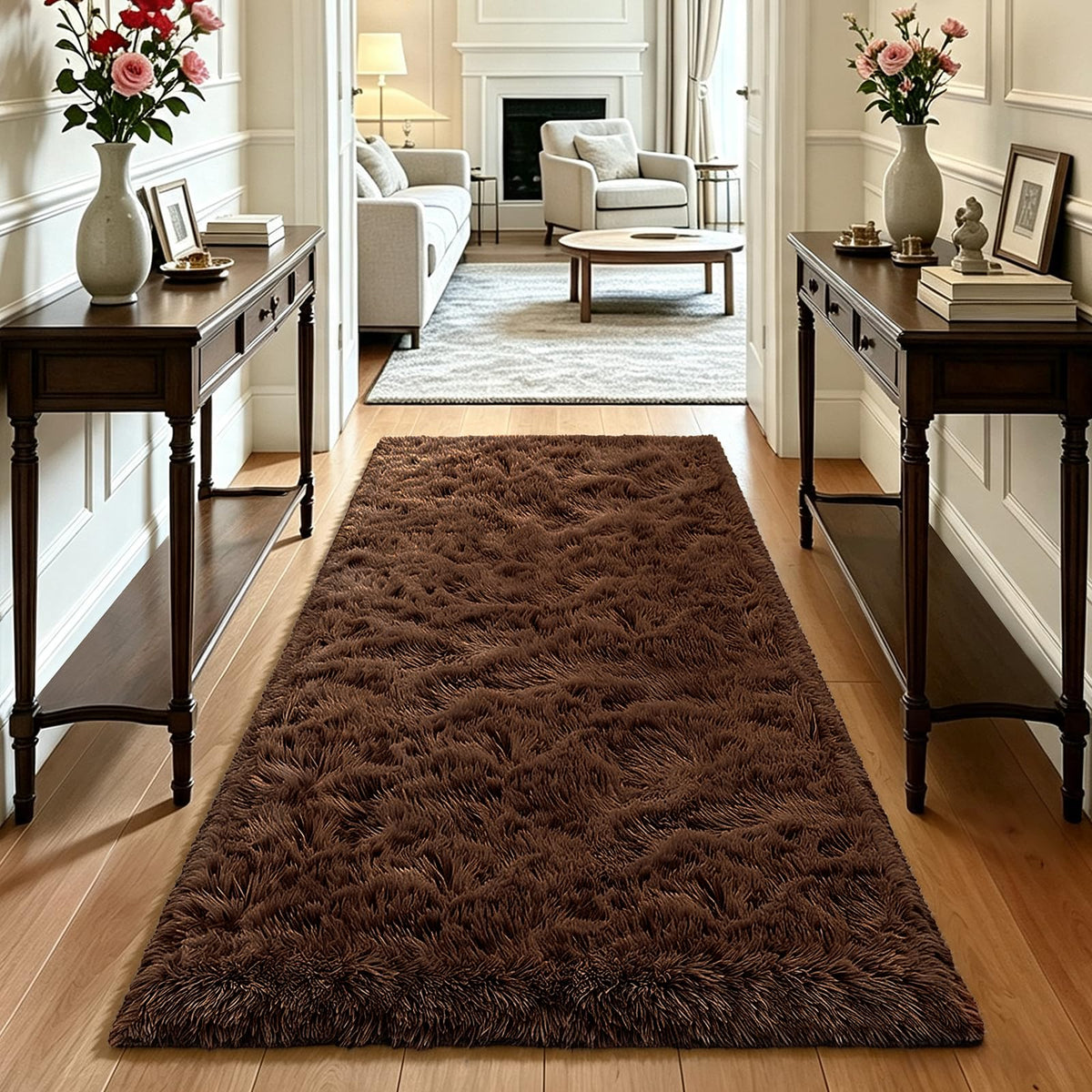 4x6 Beige Rug for Bedroom, Fluffy Shag Area Rug Small Rug Bedroom Carpet