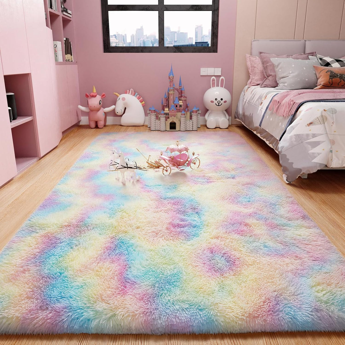 Ophanie Area Rugs for Bedroom, Christmas Upgrade Non-Slip Ivory Fluffy Soft Shag Living Room Carpet, Indoor Floor 4x6 Fuzzy Shaggy Plush Nursery Rug for Kids Dorm Decor with Over 99 pcs Pile fibers