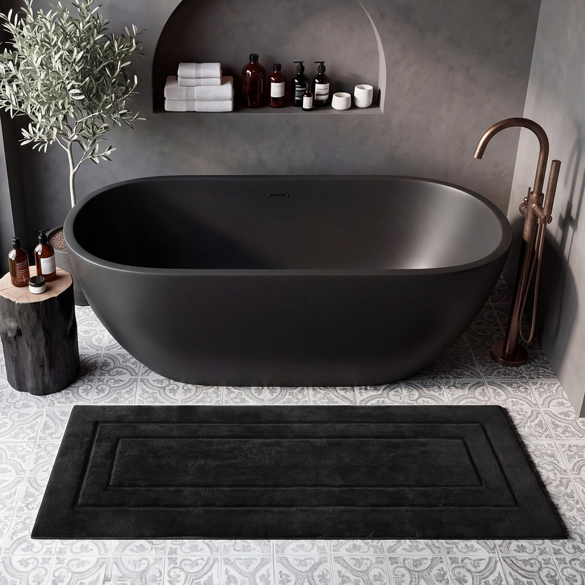 GRANNY SAYS Gray Bathroom Rug 16" x 24", Non-Slip Microfiber Bath Mat