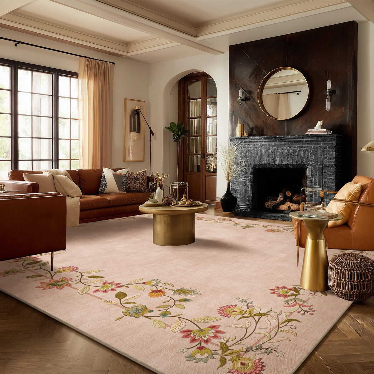 5x7 Area Rug for Living Room: Washable Bedroom Rug Non Slip Low Pile Carpet