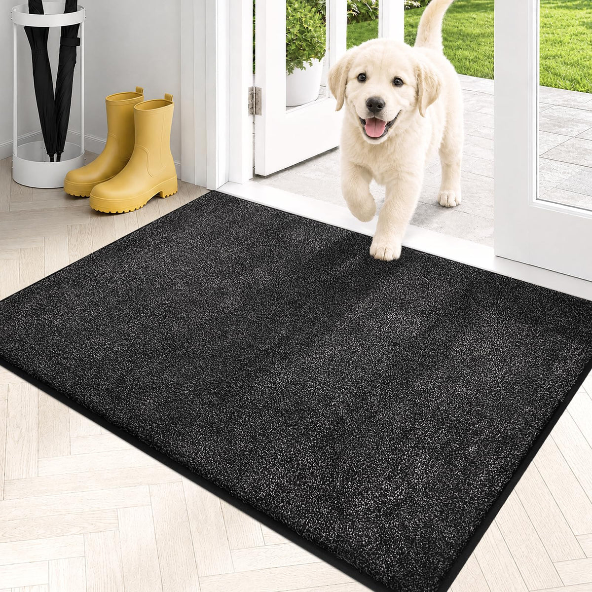 PURRUGS Dirt Trapping Indoor Door Mat, 20" x 31.5", Bluish Grey-Black