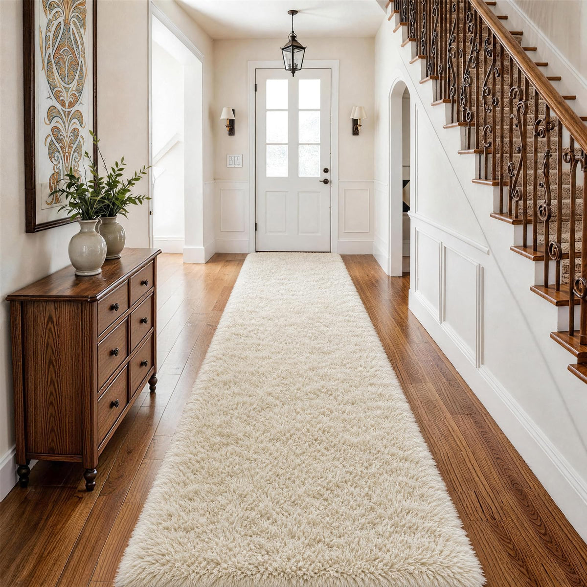 Ophanie Area Rugs for Bedroom, Christmas Upgrade Non-Slip Ivory Fluffy Soft Shag Living Room Carpet, Indoor Floor 4x6 Fuzzy Shaggy Plush Nursery Rug for Kids Dorm Decor with Over 99 pcs Pile fibers