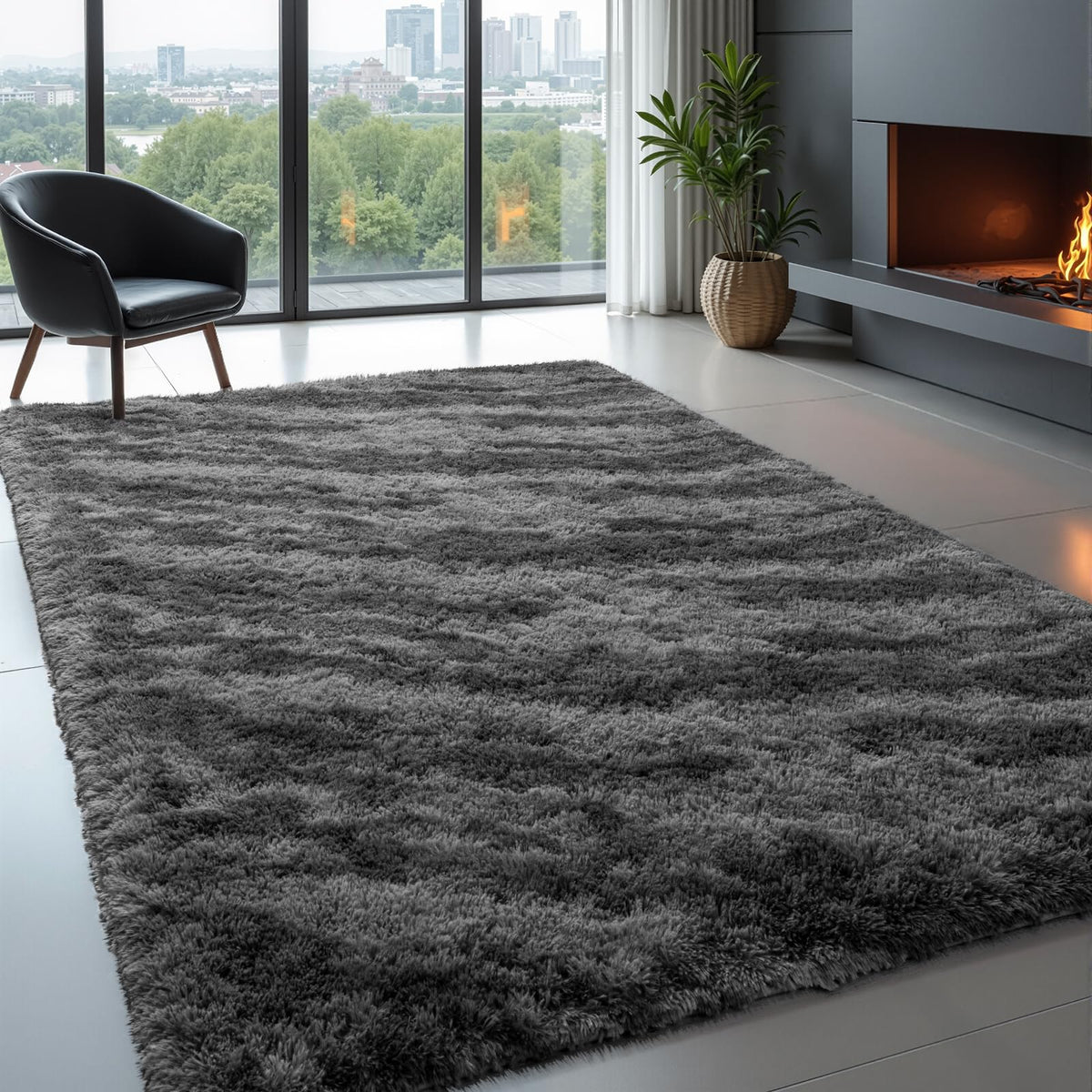 Zentavio Area Rugs for Living Room Grey Rugs for Bedroom 4x6 Carpet Fluffy Furry Soft Shag Aesthetic Plush High Pile Gray Throw Rug for Nursery Kids Room Dorm
