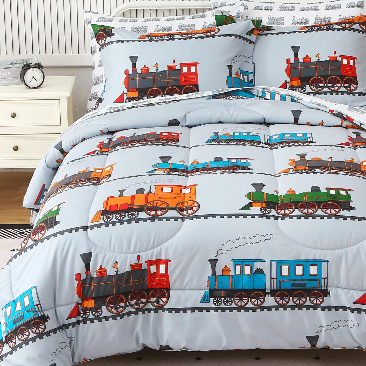 Viviland Kids Twin Bedding Sets, Boys Comforter, White Car