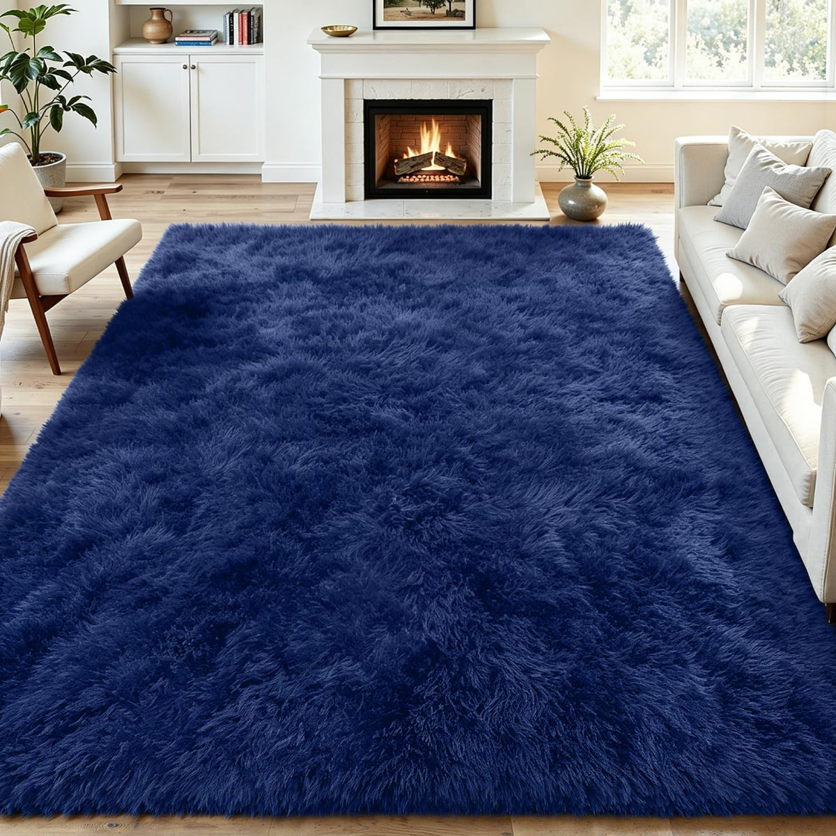 Tosuoka 4x6 Area Rugs for Bedroom, Soft Fluffy Shag Thick Black Rug