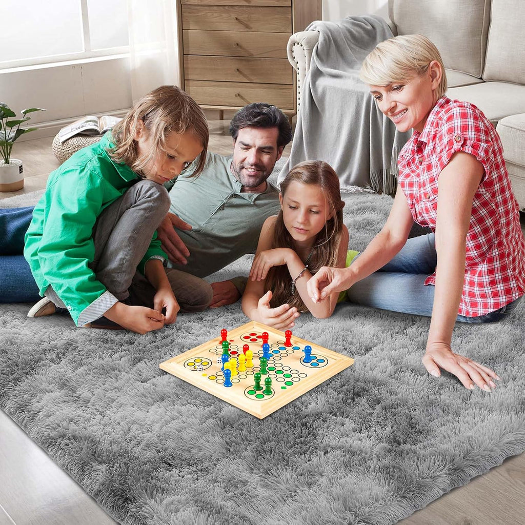 Shag Area Rugs for Bedroom Living Room,4X6 Ultra Soft Fluffy Area Rugs for Dorm,Indoor Carpet Plush Rugs for Home Decor,Tie-Dye Grey
