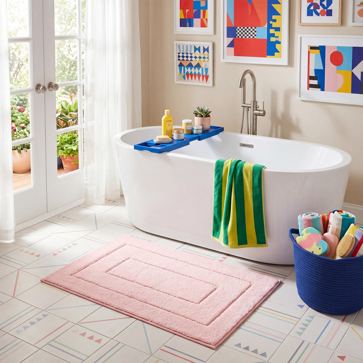 GRANNY SAYS Gray Bathroom Rug 16" x 24", Non-Slip Microfiber Bath Mat