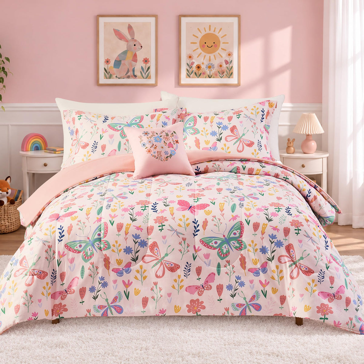 Twin Comforter Set for Girls-3 Pieces Mermaid Glow in the Dark Bedding Sets