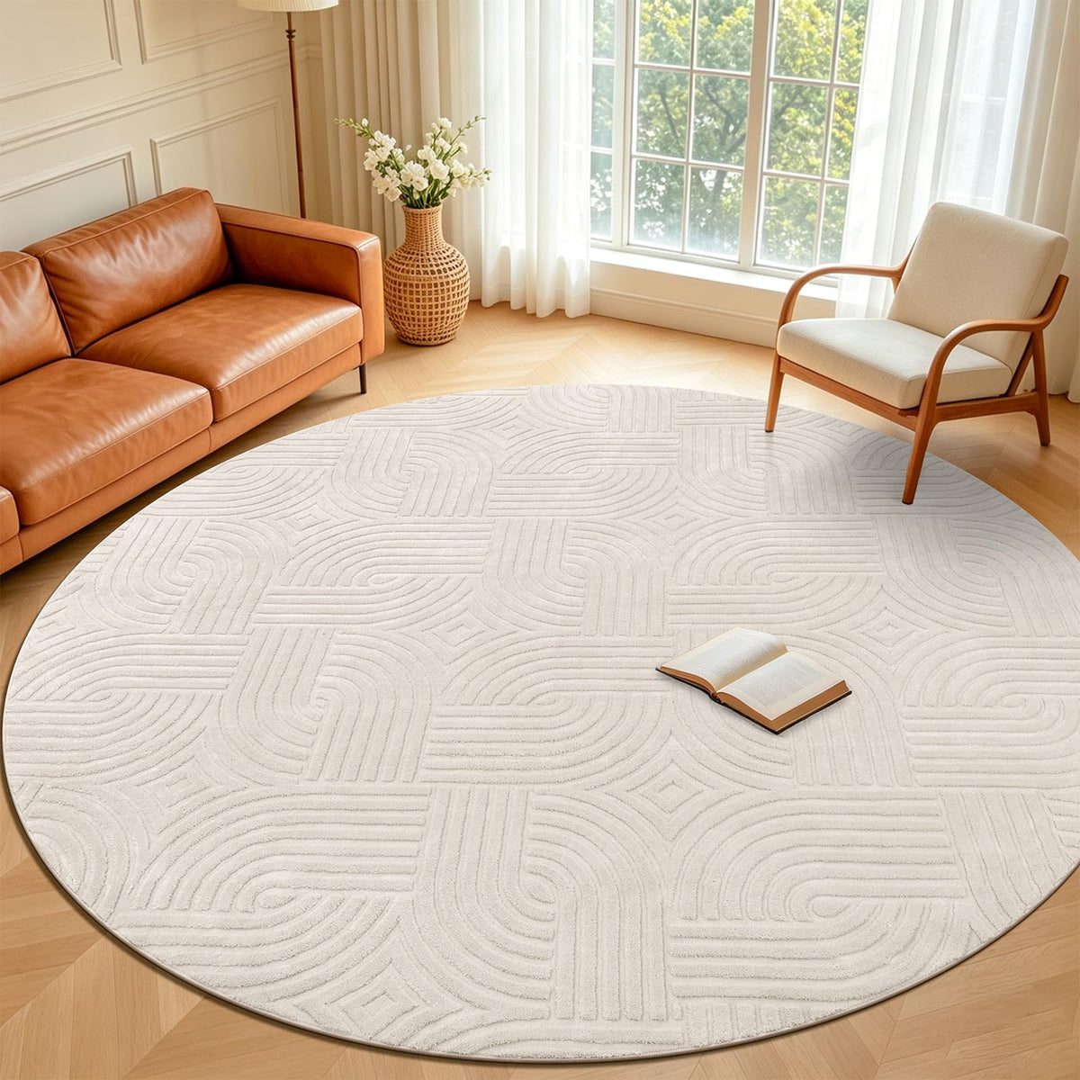 Pauwer 5x7 Area Rug for Living Room, Modern Bedroom Floor Carpet, Beige