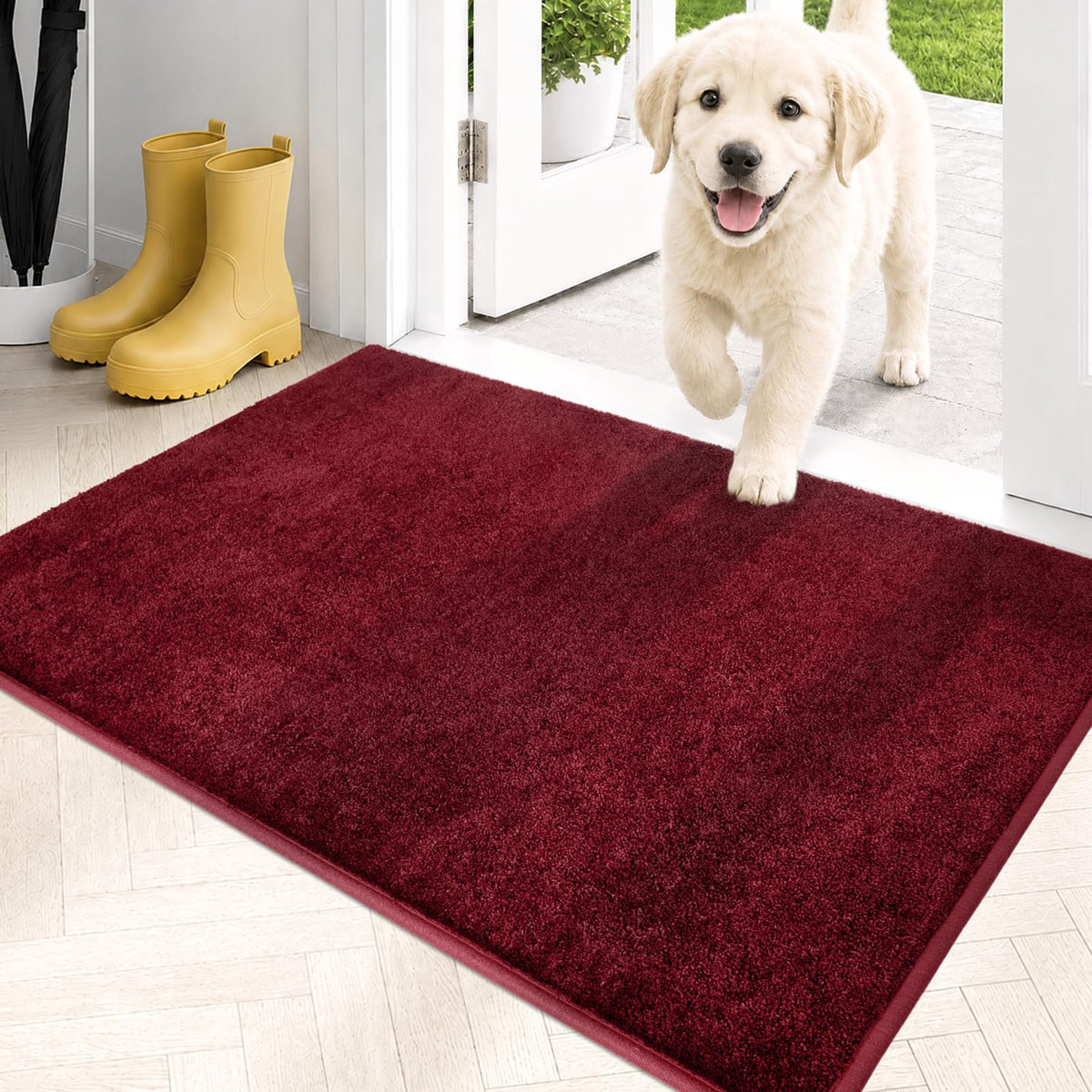 PURRUGS Dirt Trapping Indoor Door Mat, 20" x 31.5", Bluish Grey-Black