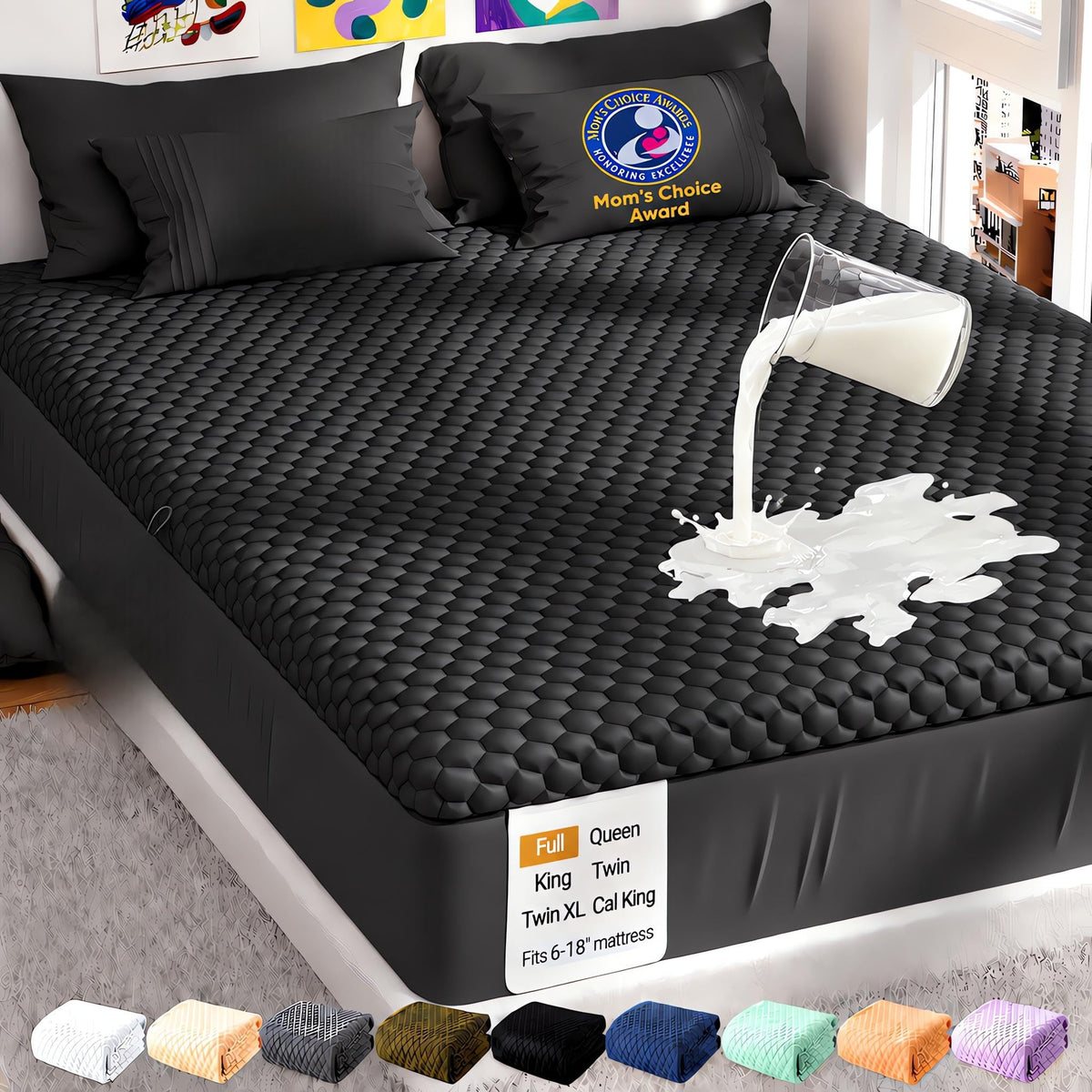 OhGeni Waterproof Mattress Protector,Twin Size Soft Bamboo Viscose Top Layer Pad,3D-Air Fabric Cooling Breathable Fitted Sheets, Washable Bed Cover for Kids Toddler Bedwetting Over 99 Count Hex Bumps