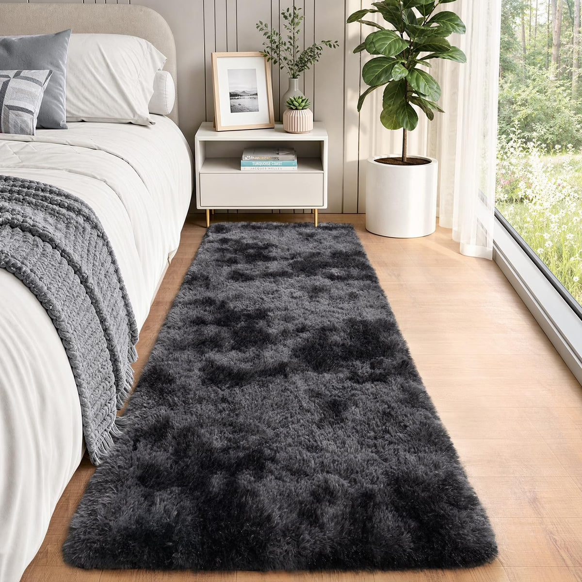 Large Cream White Rugs 5x7, Fluffy Shag Living Room Area Rugs