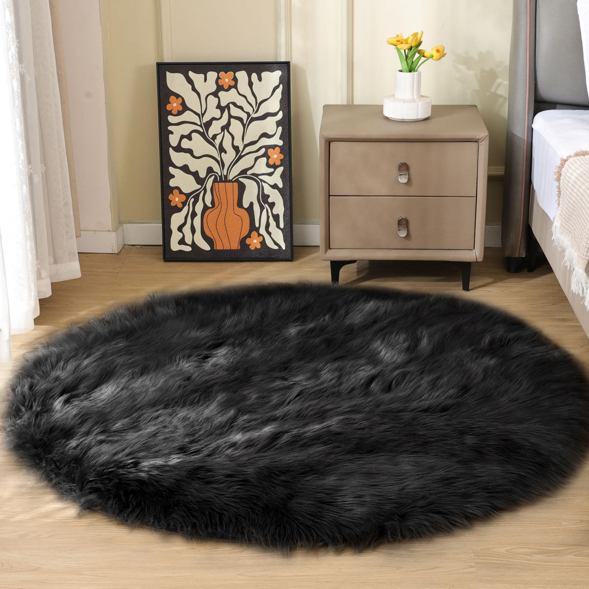 ORINOVA White Faux Sheepskin Fuzzy Fur Rugs for Bedroom Small Machine Washable Fluffy Area Rugs for Living Room 2x4 Shag Nursery Rug