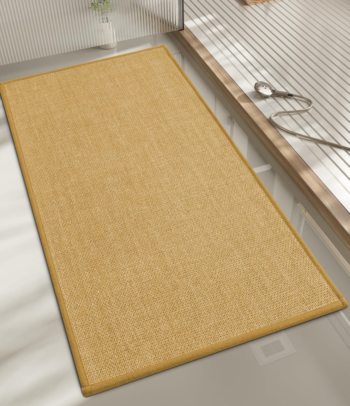 chakme Bathroom Rugs Mat 24x17, Ultra Thin Non Slip Bath Mat Small Quick Dry Absorbent Bath Mat for Bathroom Floor, (Dark Beige, 24"x17")