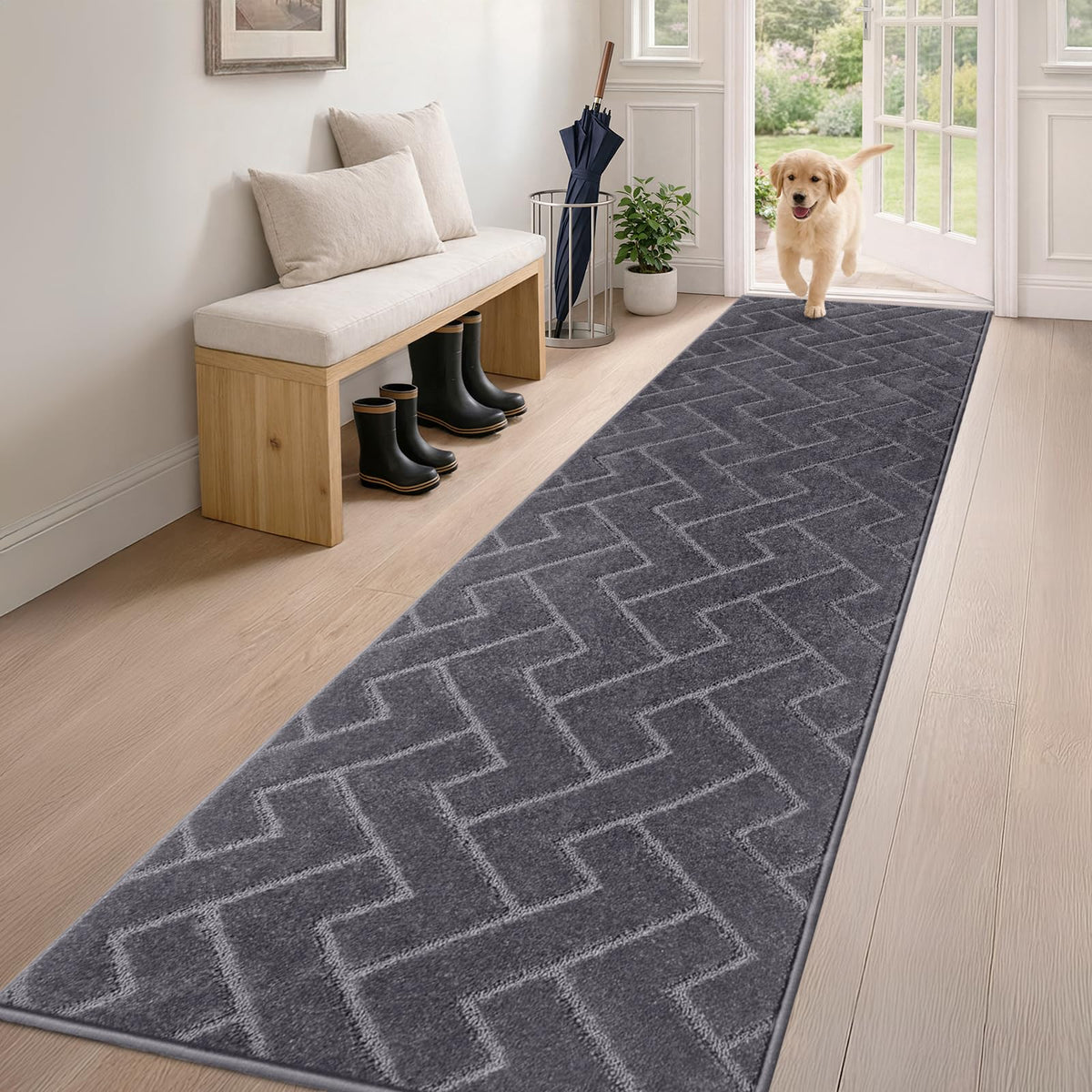 PURRUGS Dirt Trapping Door Mat Indoor Entrance, 20" x 31.5", Grey