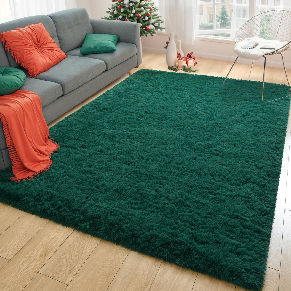 Merelax Soft Area Rug for Livingroom Bedroom, Machine Washable 4x6 Black Rugs Fluffy Shaggy Bedside Rug, Non Slip Indoor Carpet for Nursery Kids Room Home Decor Aesthetic