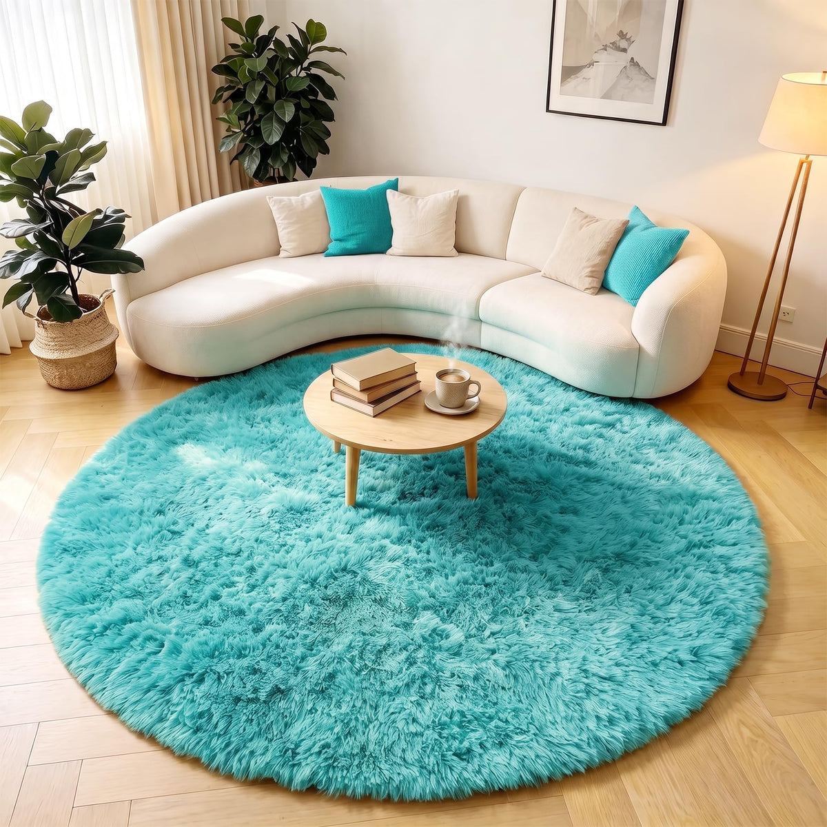 Area Rugs for Bedroom Living Room, 4x6 Fluffy Grey and Black Geometric Rug