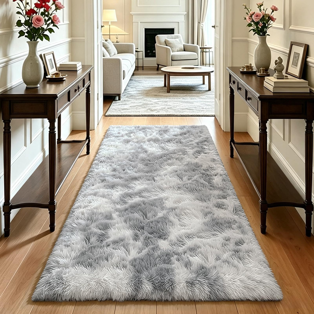 4x6 Beige Rug for Bedroom, Fluffy Shag Area Rug Small Rug Bedroom Carpet