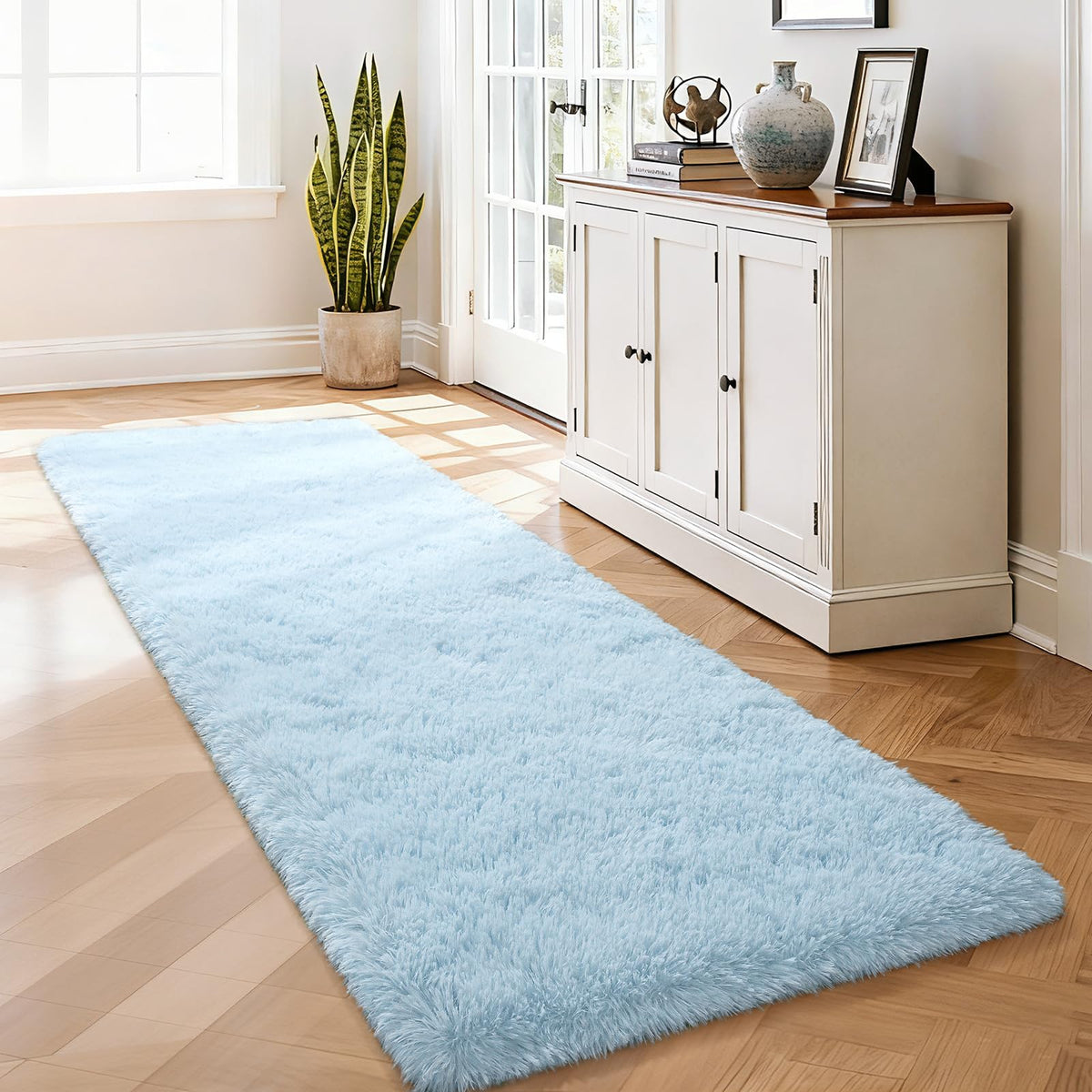 Merelax Soft Area Rug for Livingroom Bedroom, Machine Washable 4x6 Black Rugs Fluffy Shaggy Bedside Rug, Non Slip Indoor Carpet for Nursery Kids Room Home Decor Aesthetic