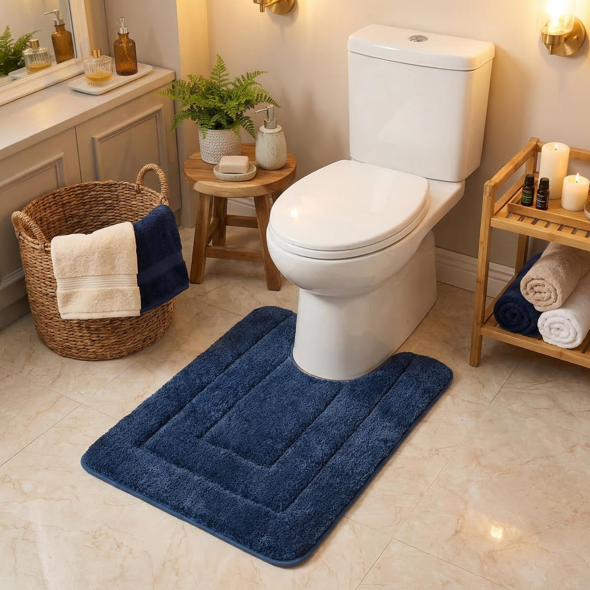 GRANNY SAYS Gray Bathroom Rug 16" x 24", Non-Slip Microfiber Bath Mat