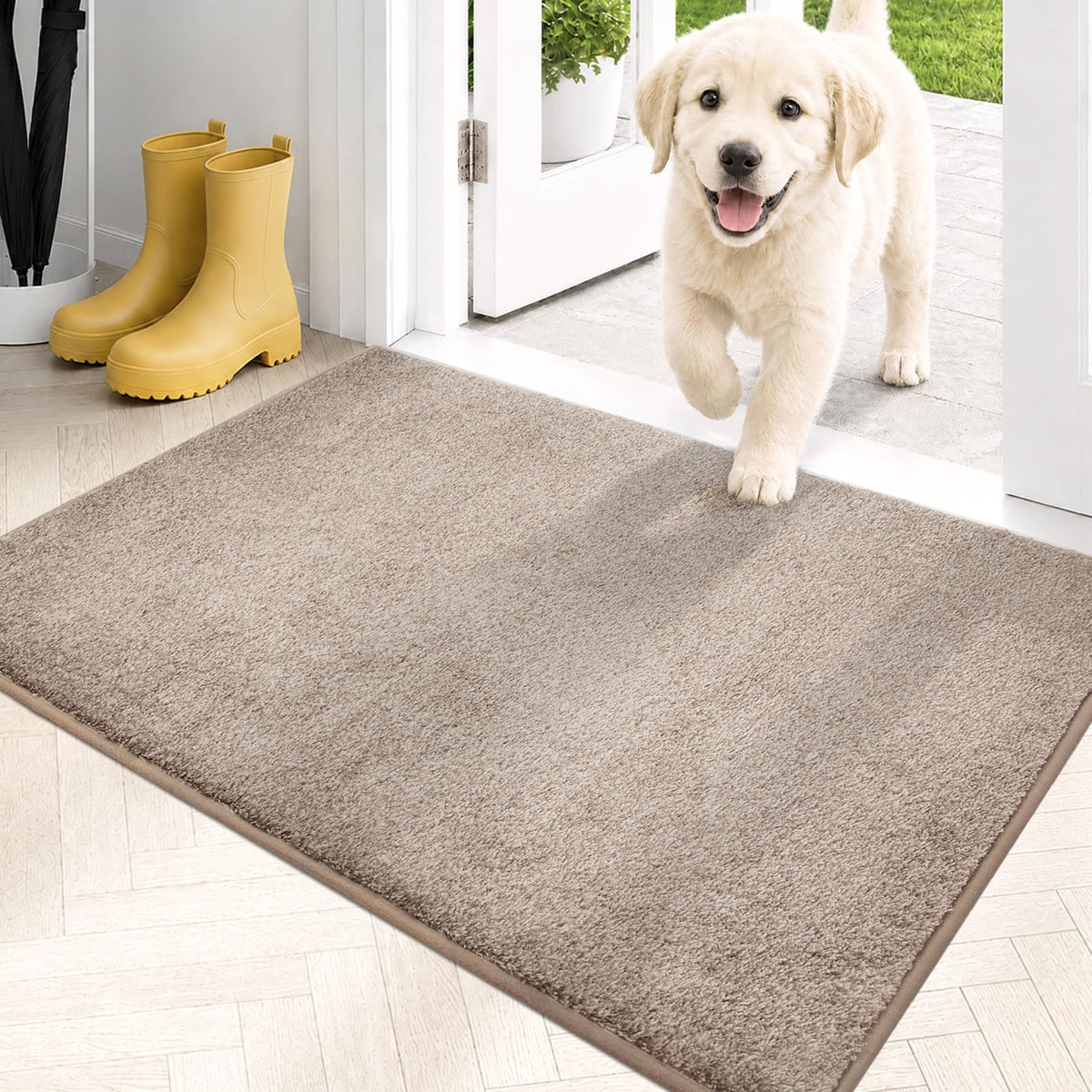 PURRUGS Dirt Trapping Indoor Door Mat, 20" x 31.5", Bluish Grey-Black