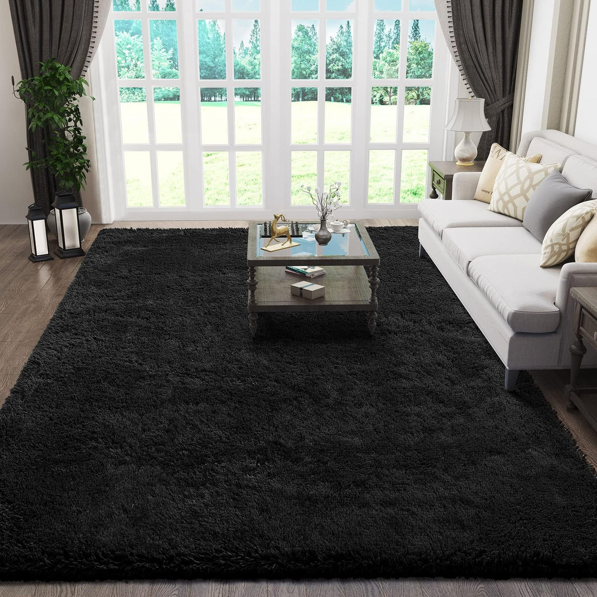 Ophanie Round Rugs 5Ft Ivory Circle Area Rug,Baby Nursery Living Room Bedroom Decor Circular Carpet 5 Foot,Fluffy Fuzzy Shag Plush Cream for Kids Boys Girls Teen with Over 99 pcs Pile fibers