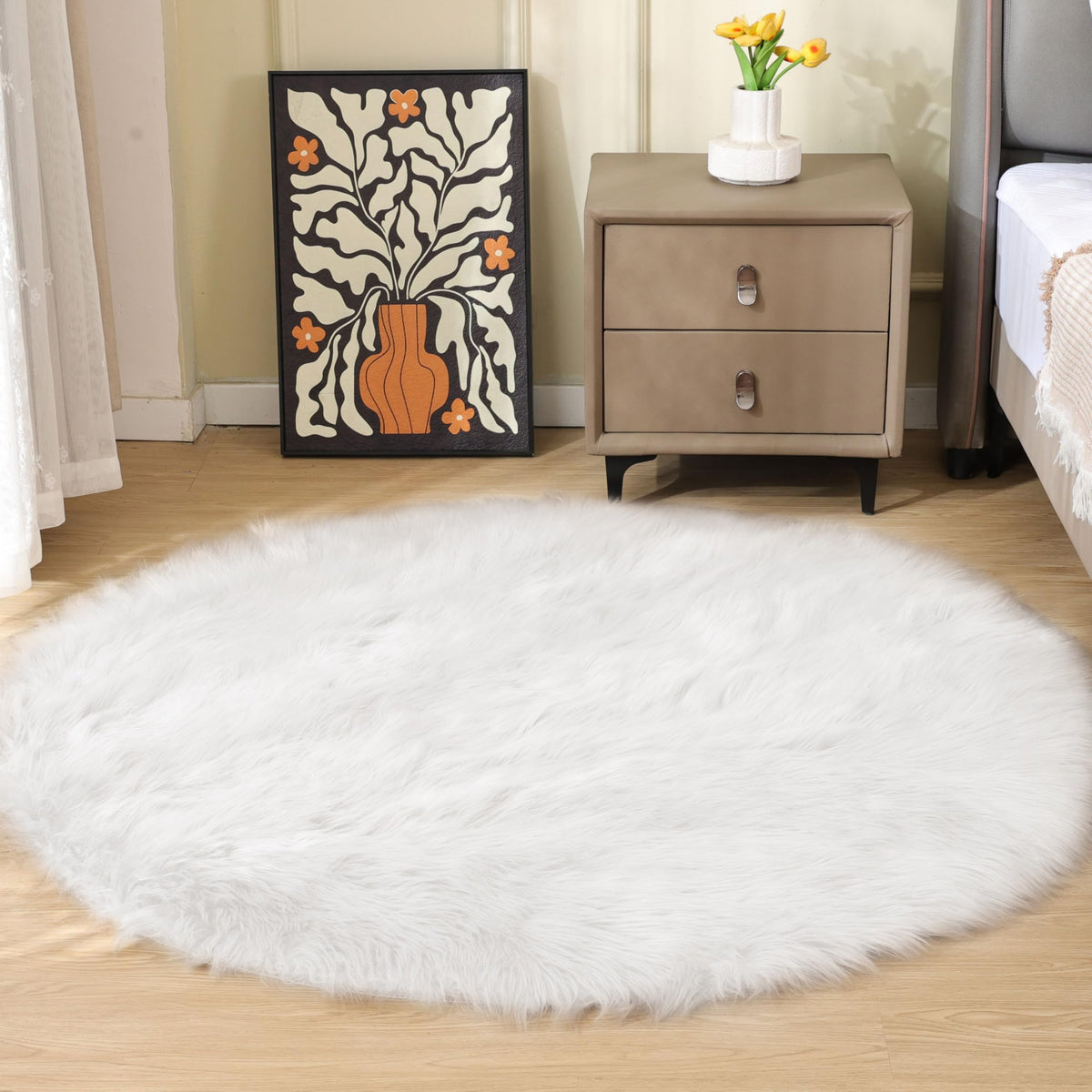 ORINOVA White Faux Sheepskin Fuzzy Fur Rugs for Bedroom Small Machine Washable Fluffy Area Rugs for Living Room 2x4 Shag Nursery Rug