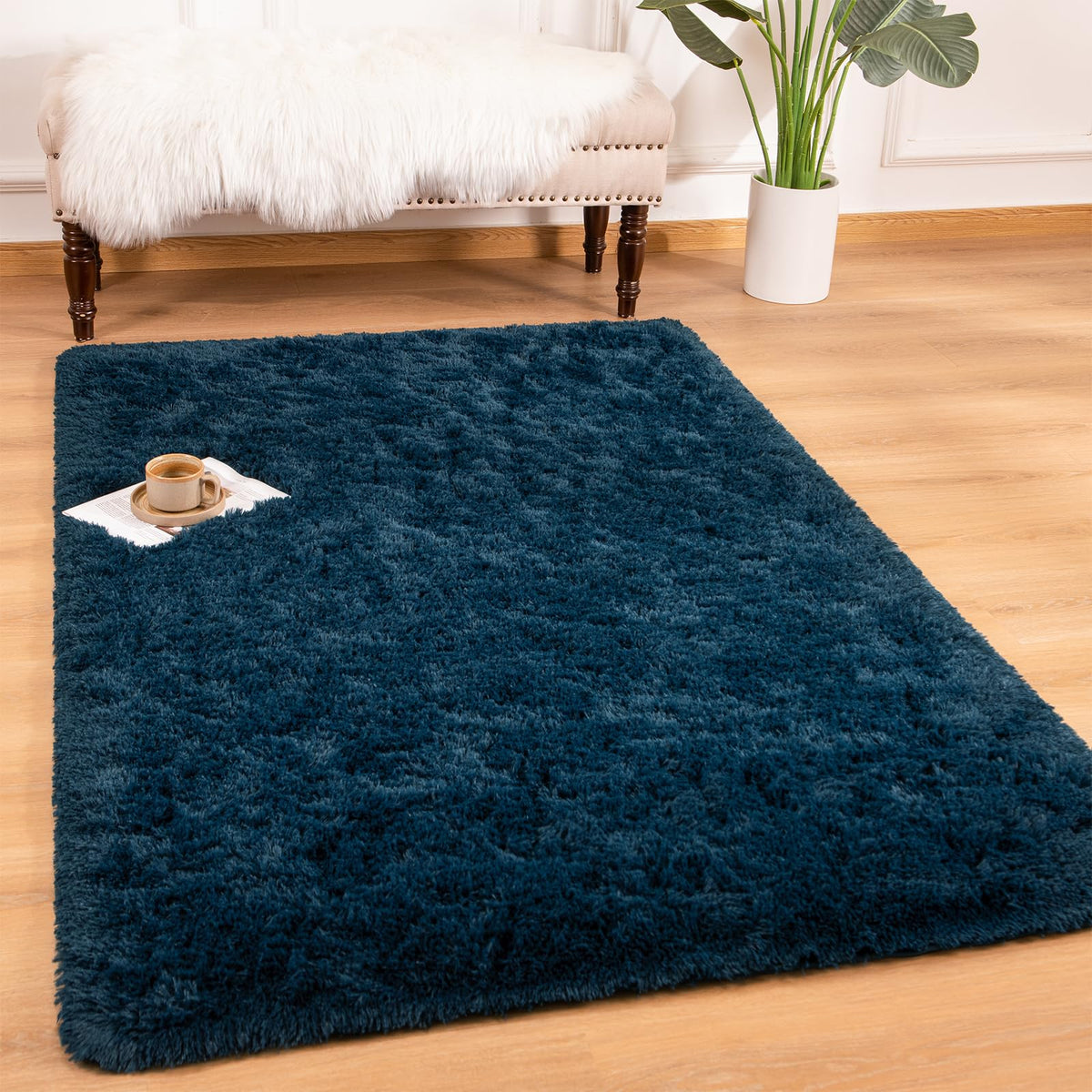 Andecor Soft Fluffy Bedroom Rugs, 4 x 6 Feet Indoor Shaggy Plush Area Rug for Boys Girls Kids Baby College Dorm Living Room Home Decor Floor Carpet, Grey