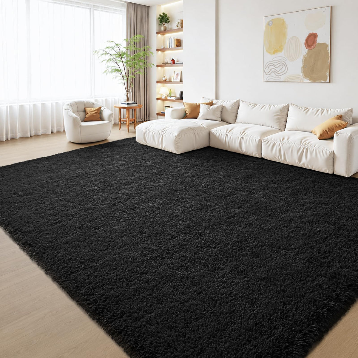 Zentavio Area Rugs for Living Room Grey Rugs for Bedroom 4x6 Carpet Fluffy Furry Soft Shag Aesthetic Plush High Pile Gray Throw Rug for Nursery Kids Room Dorm