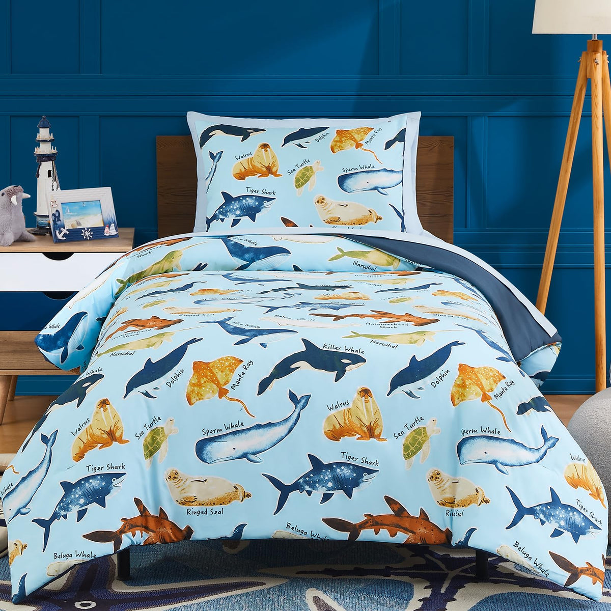 Twin Comforter Set for Boys-5 Pieces Ball Glow in the Dark Bedding Set