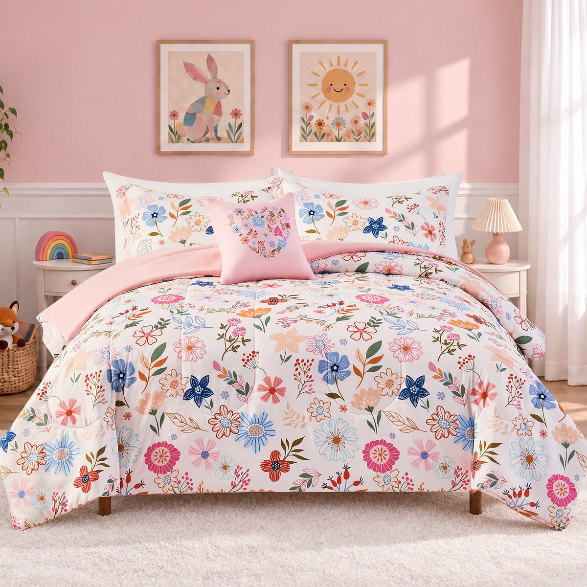 Twin Comforter Set for Girls-3 Pieces Mermaid Glow in the Dark Bedding Sets