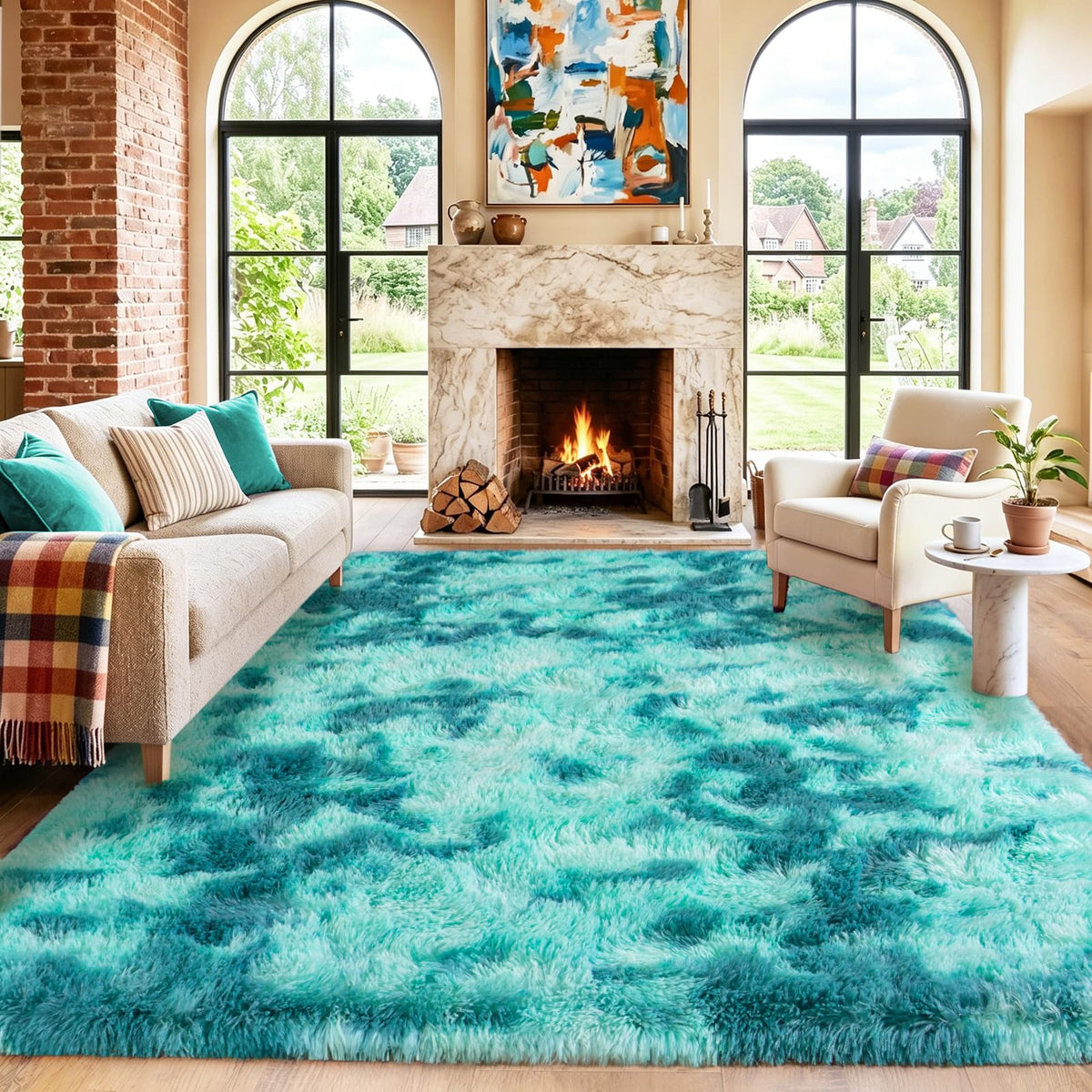 Black Rug for Bedroom, Soft Shaggy Modern Shag 4x6 Area Rugs for Living Room, Upgrade Non-Slip Plush Fluffy Carpet for Kids Boys Girls Room Dorm Home Decor Aesthetic