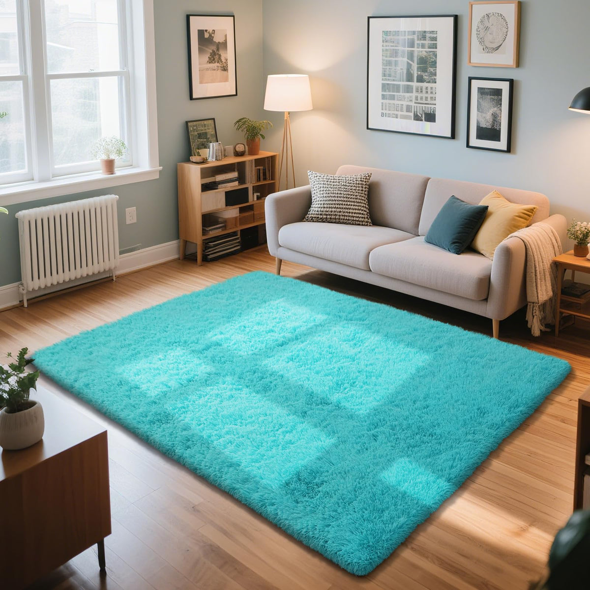 4x6 Beige Rug for Bedroom, Fluffy Shag Area Rug Small Rug Bedroom Carpet