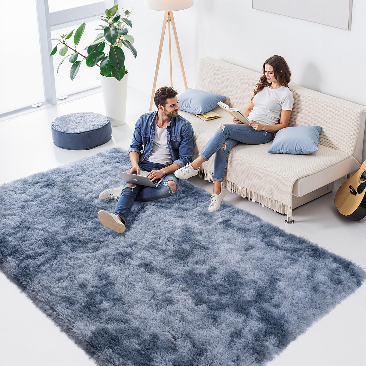 Zentavio Area Rugs for Living Room Grey Rugs for Bedroom 4x6 Carpet Fluffy Furry Soft Shag Aesthetic Plush High Pile Gray Throw Rug for Nursery Kids Room Dorm