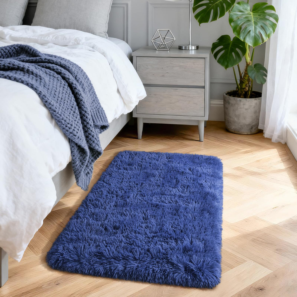 Merelax Soft Area Rug for Livingroom Bedroom, Machine Washable 4x6 Black Rugs Fluffy Shaggy Bedside Rug, Non Slip Indoor Carpet for Nursery Kids Room Home Decor Aesthetic