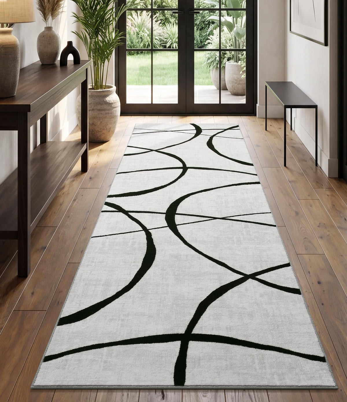 YIHOUSE 6x9 Washable Modern Abstract Black White Area Rug