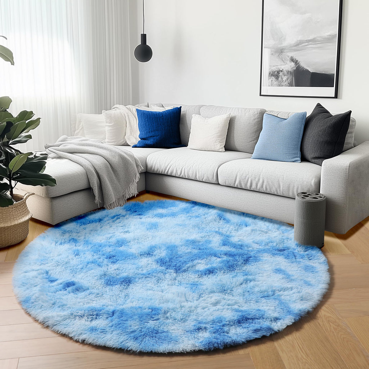 Area Rugs for Bedroom Living Room, 4x6 Fluffy Grey and Black Geometric Rug