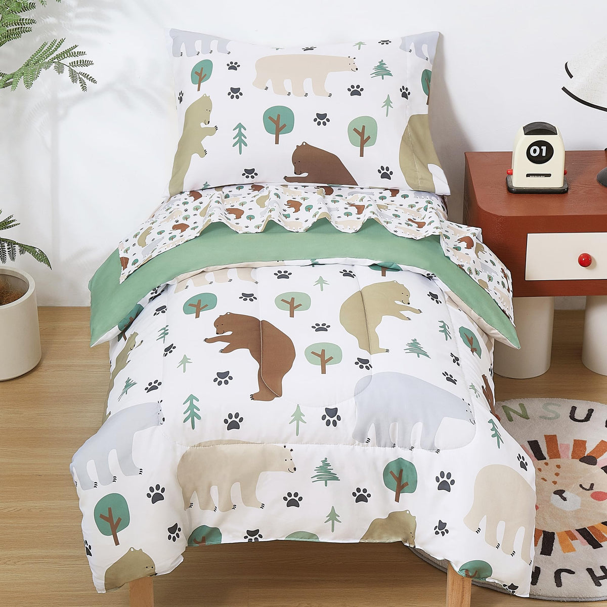 lasoftan Butterfly Toddler Bedding Set for Girls, 4 Piece Bed-in-a-Bag Toddler Comforter Sets, Super Soft Comforter Sheet Set and Comfortable Microfiber Toddler Bed Set