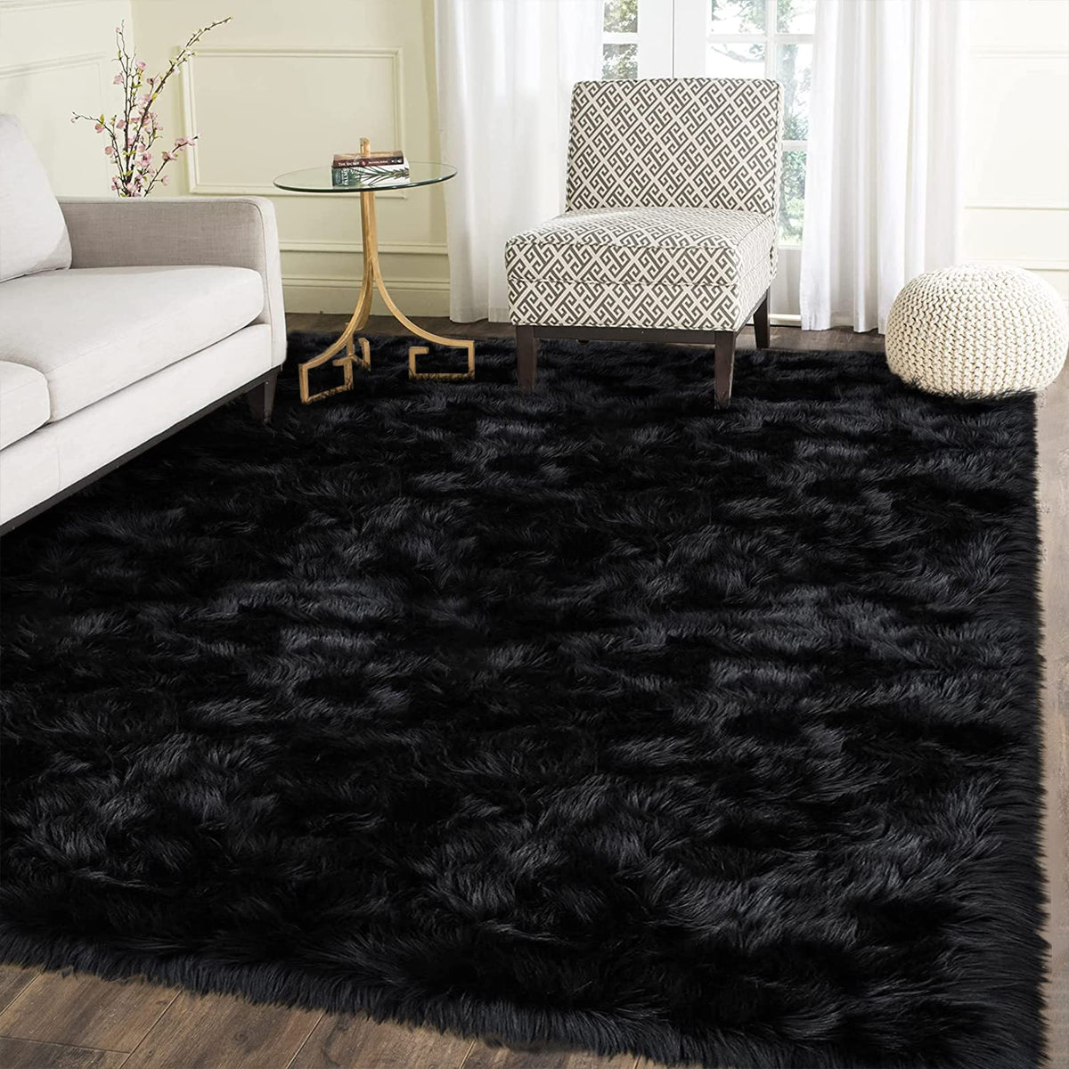 Latepis White Faux Fur Sheepskin Rug 4x6 for Living Room, Fuzzy Rugs Fluffy Washable Rug for Bedroom, Playroom, Luxury Room Decor, Rectangle