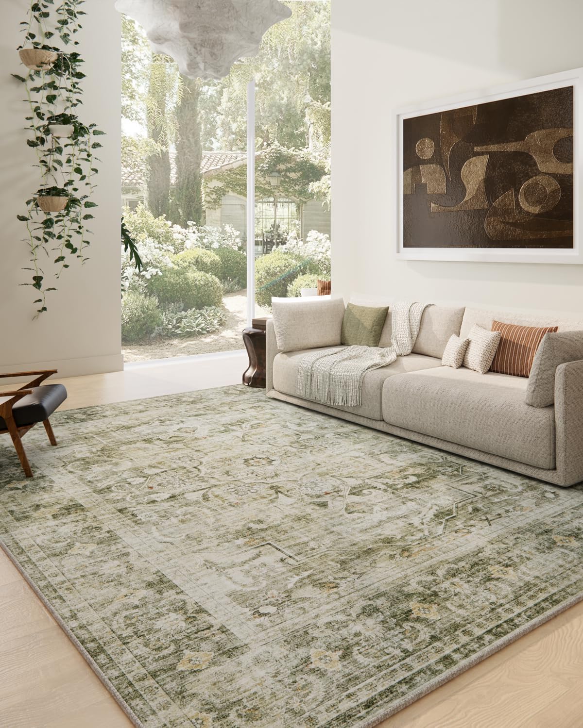 5x7 Area Rug for Living Room: Washable Bedroom Rug Non Slip Low Pile Carpet