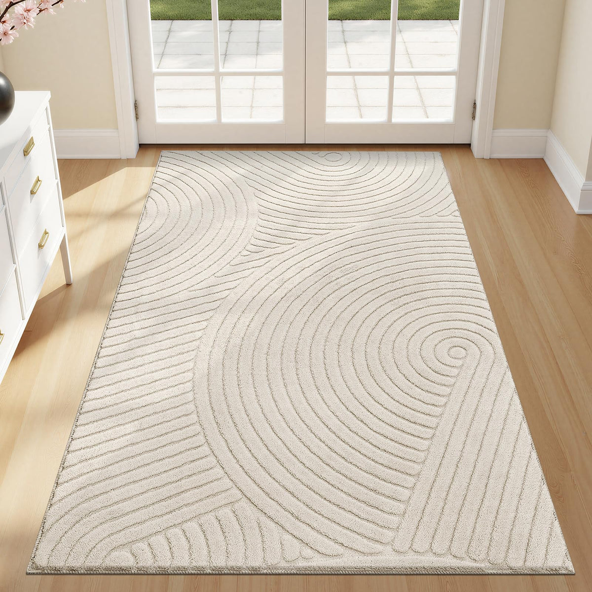 U'Artlines 5x7ft Washable Area Rug for Living Room, Beige